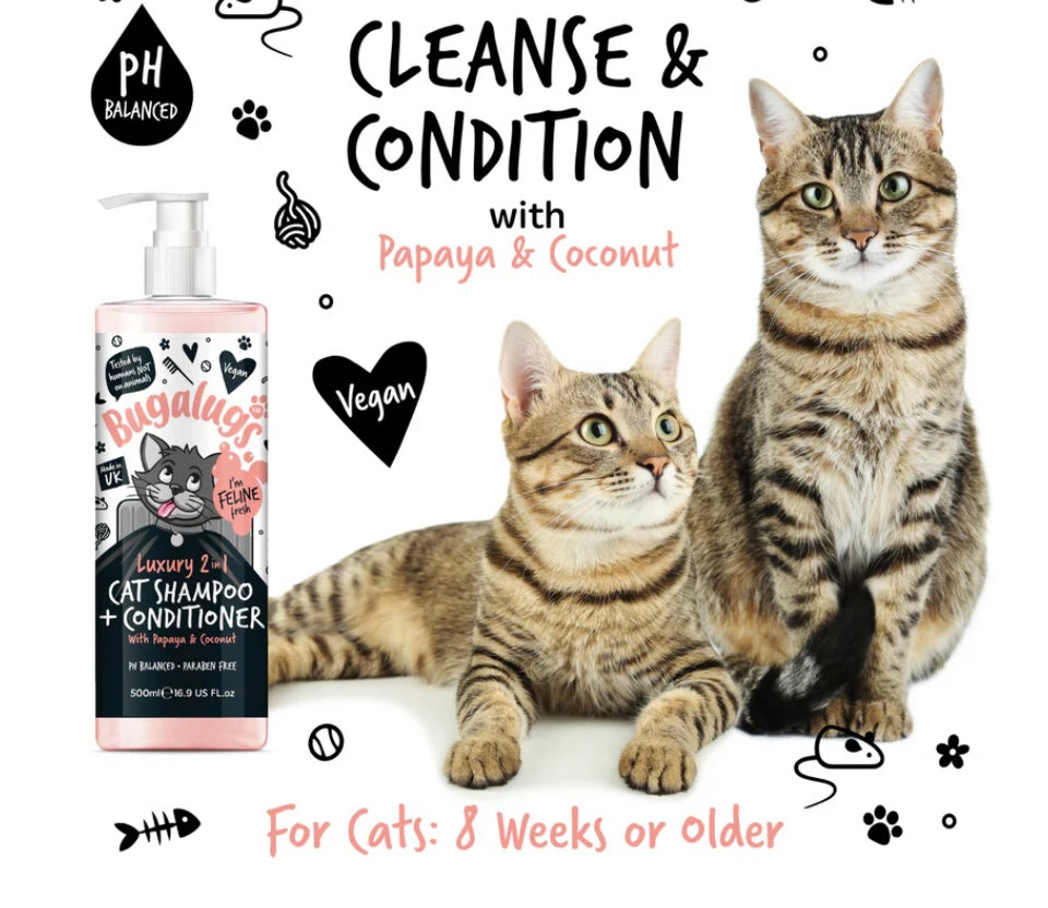 Bugalugs 2 in 1 Cat Shampoo Papaya & Coconut 250ml