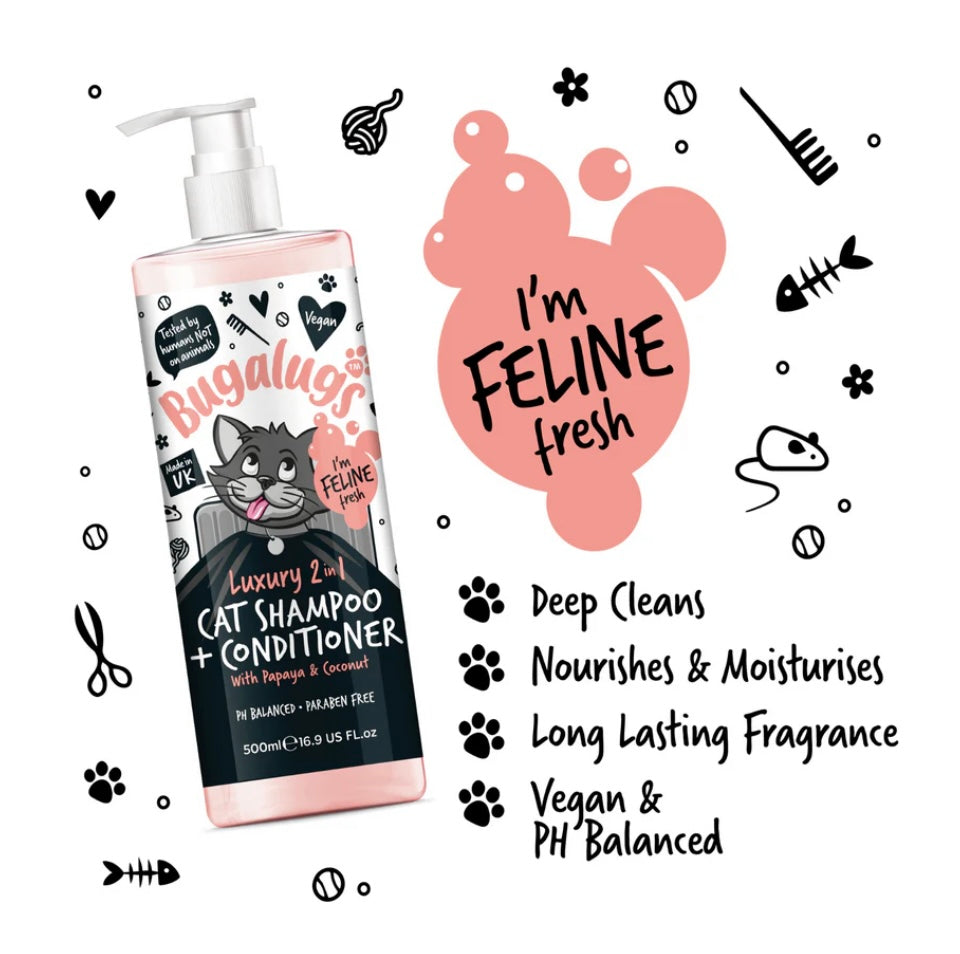 Bugalugs 2 in 1 Cat Shampoo Papaya & Coconut 250ml