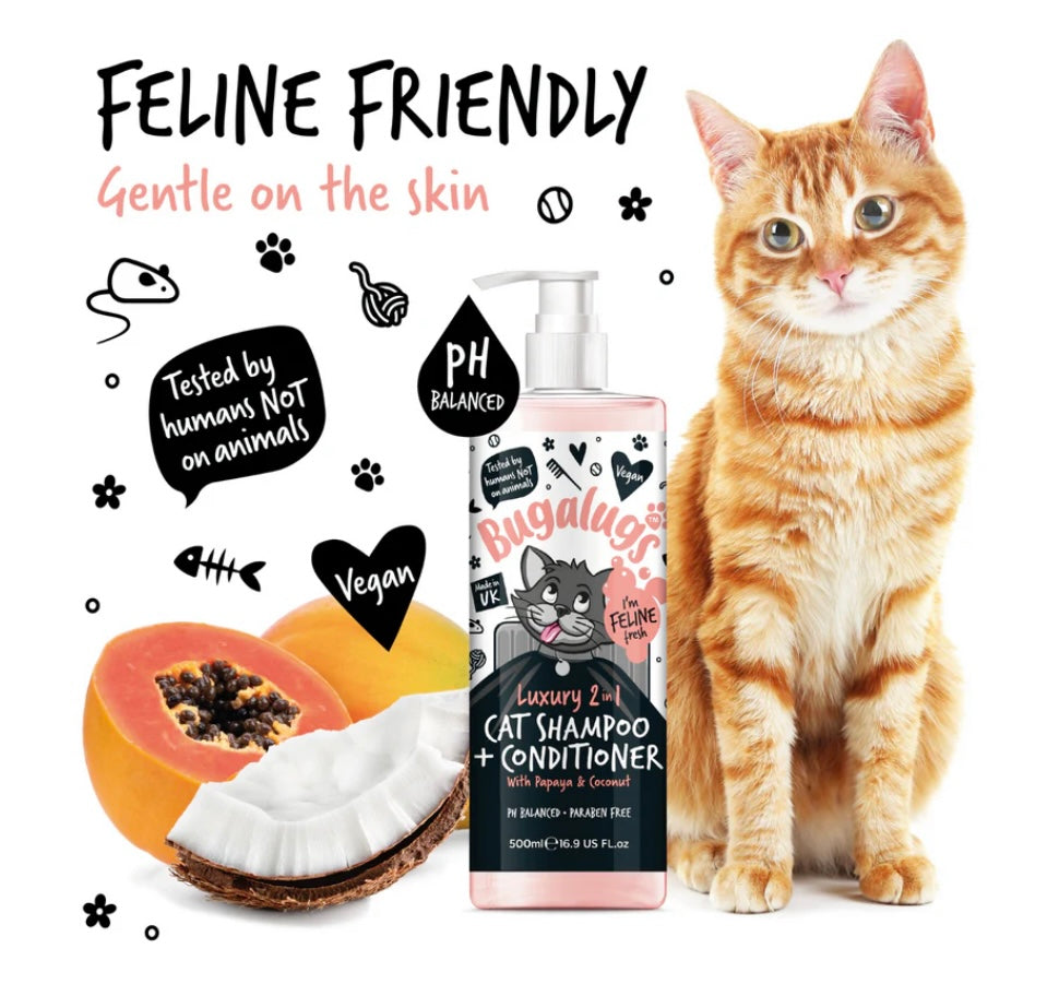 Bugalugs 2 in 1 Cat Shampoo Papaya & Coconut 250ml
