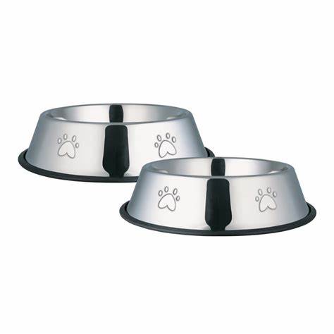 Stainless steel non tip bowl paw design