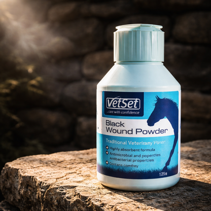 VetSet Wound Powder 125g**white & black in stock**
