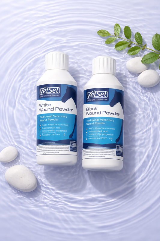 VetSet Wound Powder 125g**white & black in stock**