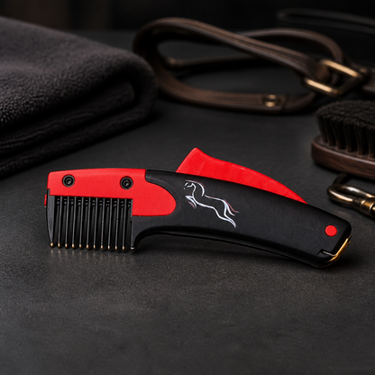 Mane / Tail  cutting comb with stainless steel blades .