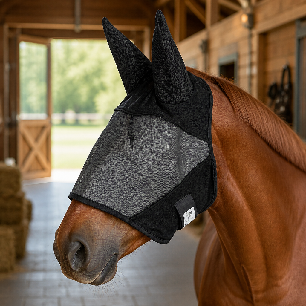 Ultrashield Fly Mask with ears 80% UV resistant (Black)