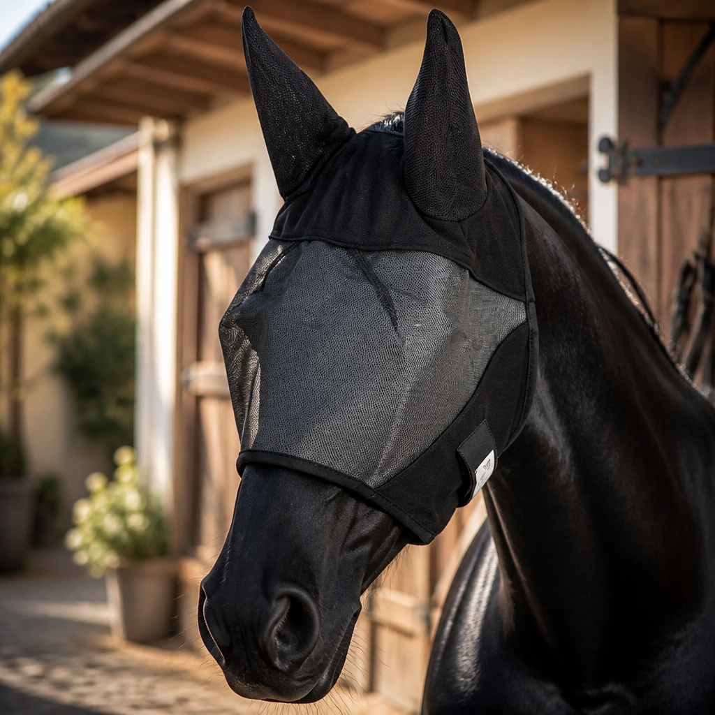 Ultrashield Fly Mask with ears 80% UV resistant (Black)