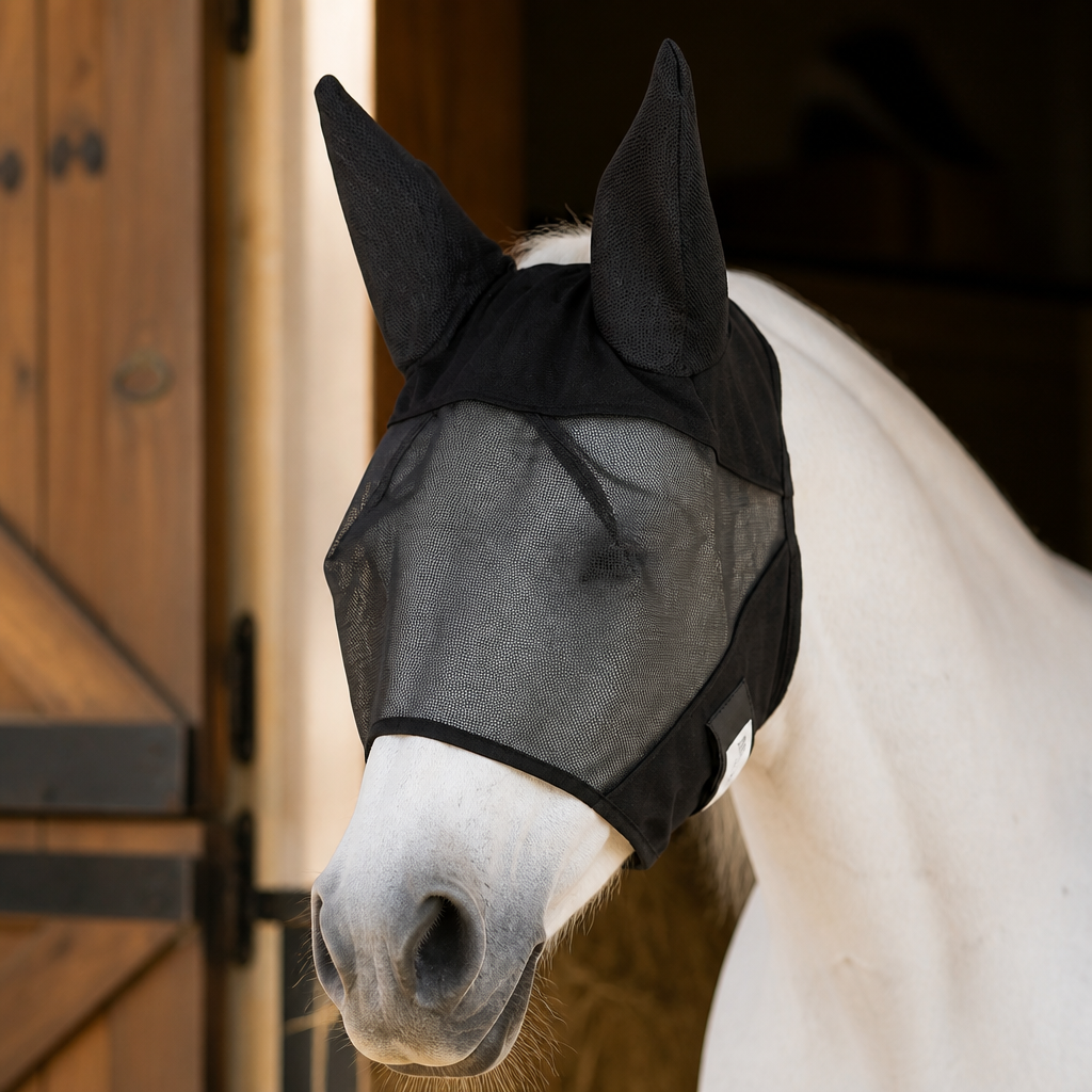 Ultrashield Fly Mask with ears 80% UV resistant (Black)