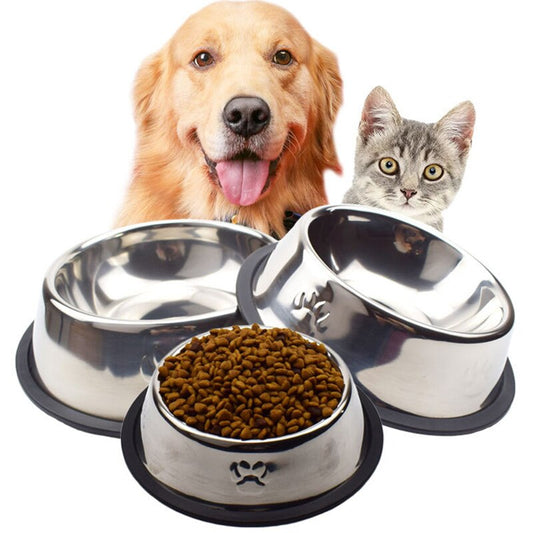 Puppy paw Stainless steel non slip feeding  bowl / anti bite